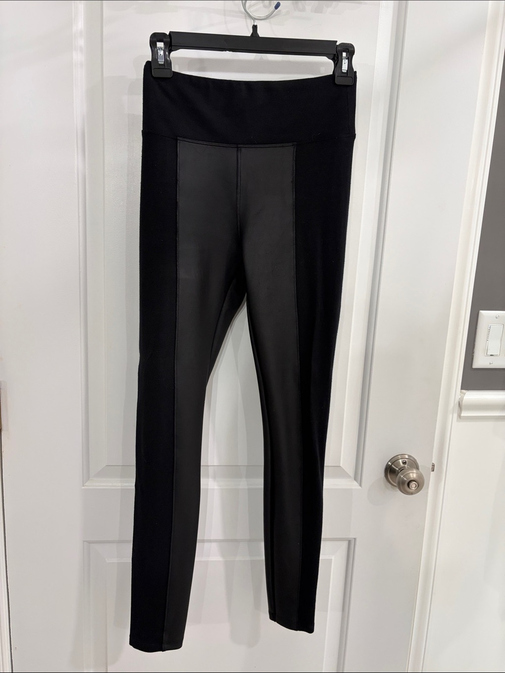 Express Black Faux Leather Panel Leggings